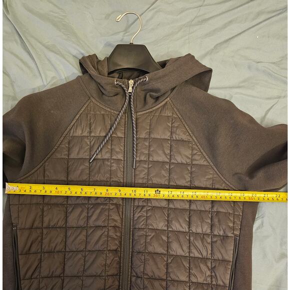 NWOT Dark Green Quilted Mixed Media Zip Up Hoodie Jacket Old Navy Women's Large - Picture 8 of 10